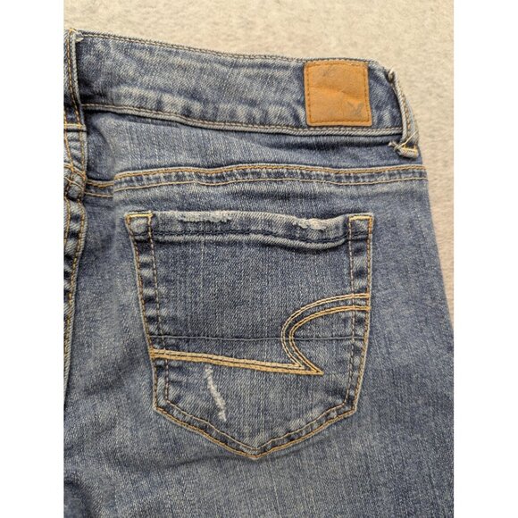 American Eagle Jeans Womens 6 Blue Favorite Boyfriend Stretch Straight Leg Boho - Picture 13 of 16